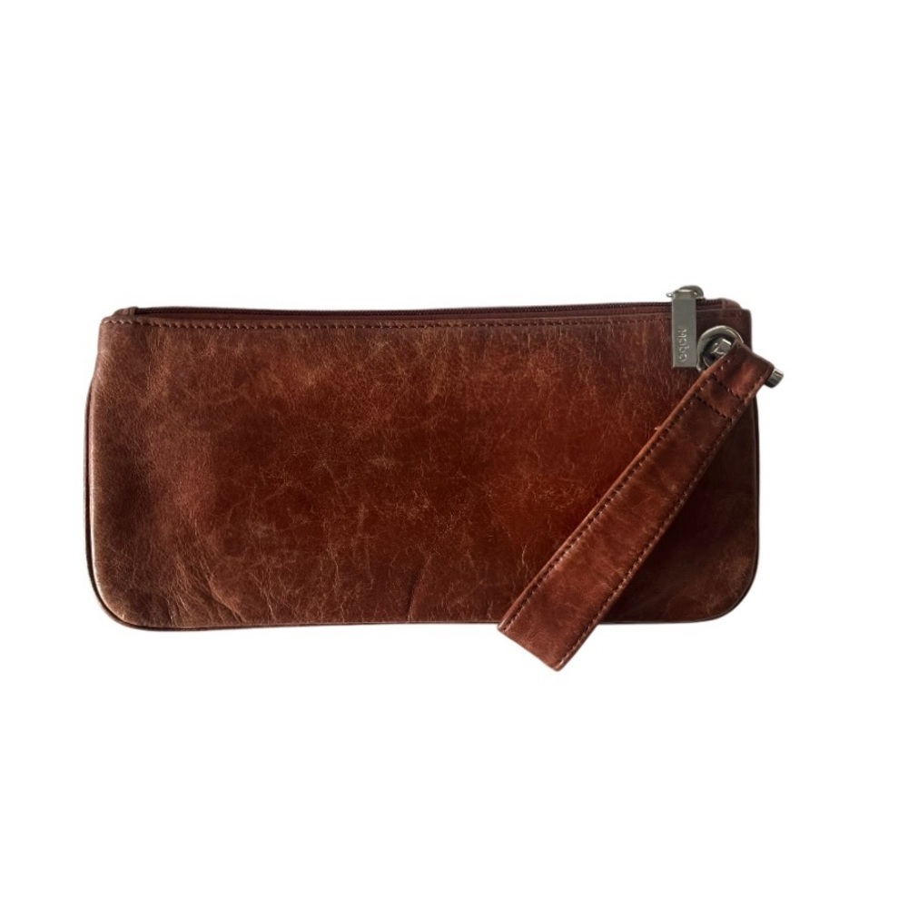 HOBO | The Original Brown Leather Clutch Wristlet Wallet Vintage
